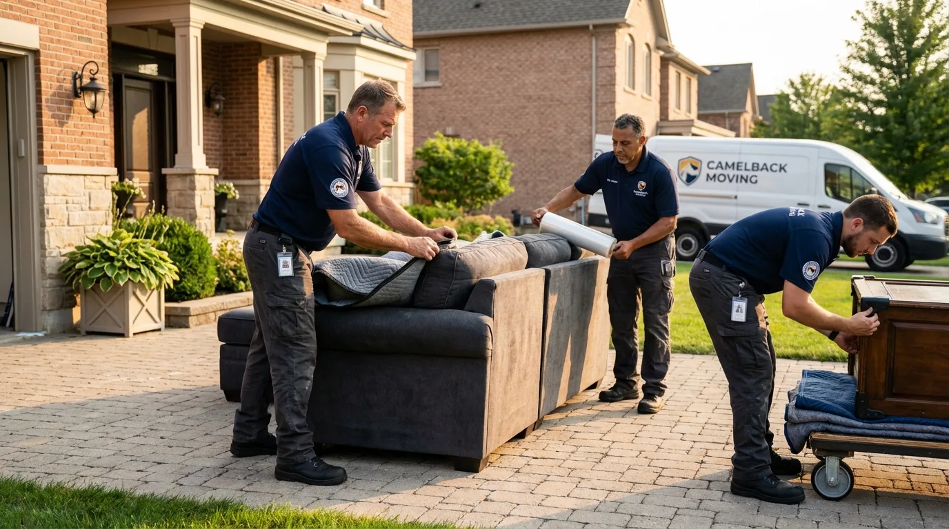 Large estate moving crew wrapping furniture in Pleasant Valley, NY