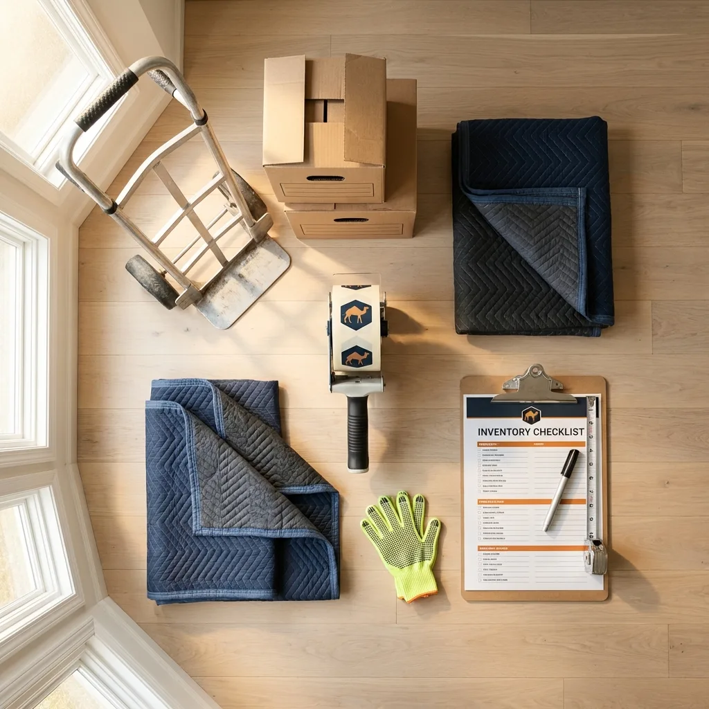 Professional moving supplies and packing materials layout for Pleasant Valley residential relocations